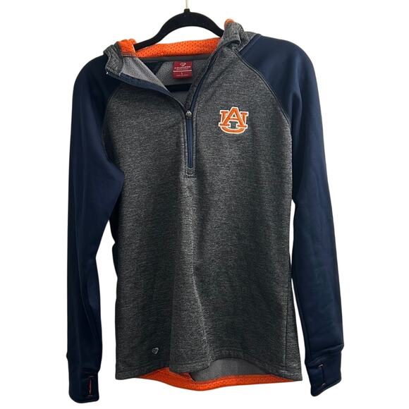 Colosseum Auburn Tigers War Eagle Gray Navy Orange Half Zip Hoodie Size Large - Picture 1 of 7